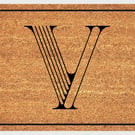 V Letter Door Mat - Monogram Letter V Welcome Mat - 3 Sizes