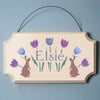 Rabbits, Personalised Door Hanger.