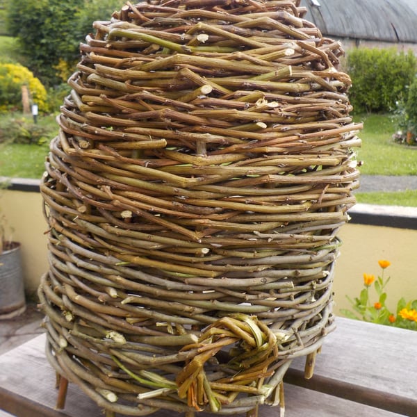 Rustic Alveary bee-hive woven willow hazel (pre Anglo Saxon style) made to order