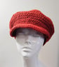 Woollen Crochet Baker Boy Cap in Russet with Navy Lining - Image 4