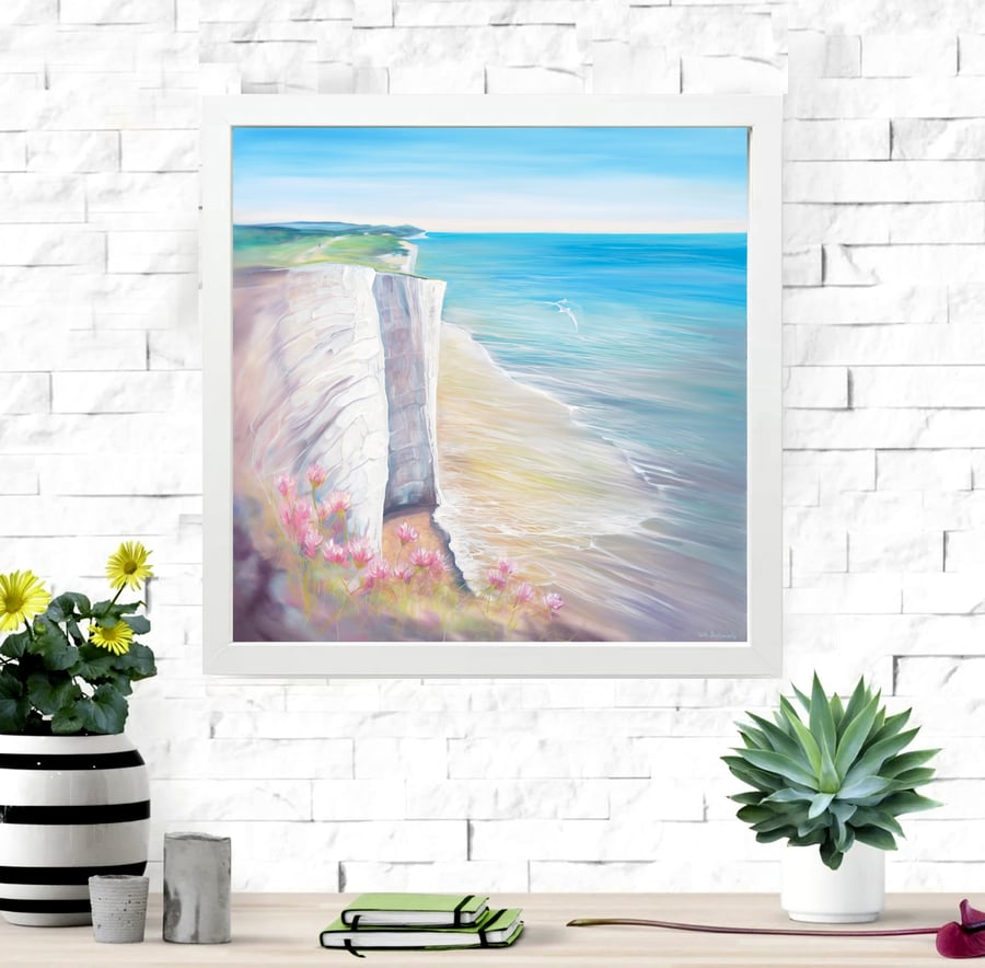 Seaford Seascape is a framed canvas print of an view of a Sussex Coastline