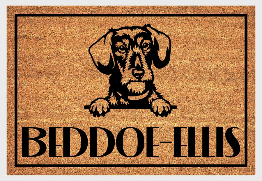 Dachshund Door Mat - Personalised Wire Haired Dachshund Welcome Mat - 3 Sizes