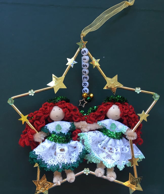 Two Sisters Fairy Doll Decoration - Sister Gift 