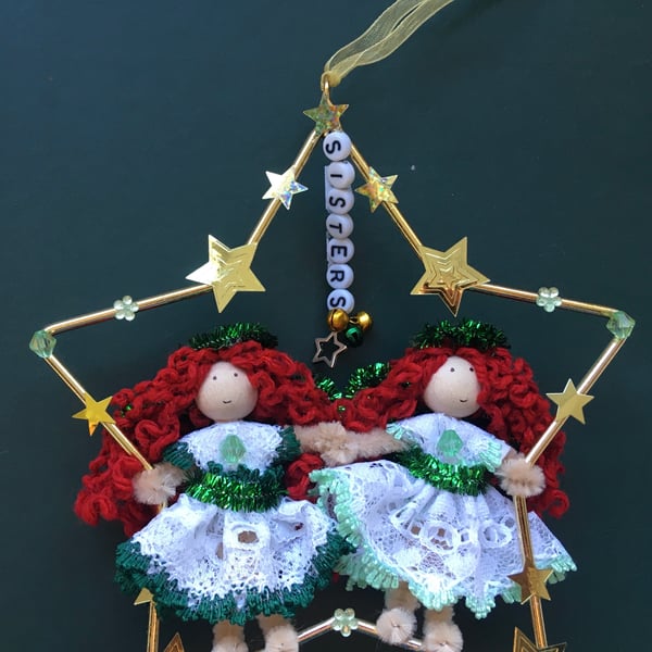 Two Sisters Fairy Doll Decoration - Sister Gift 
