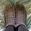 Grey Short Wool Socks Slippers with Cables