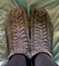 Short Grey Wool Socks Slippers with Cables - Image 1
