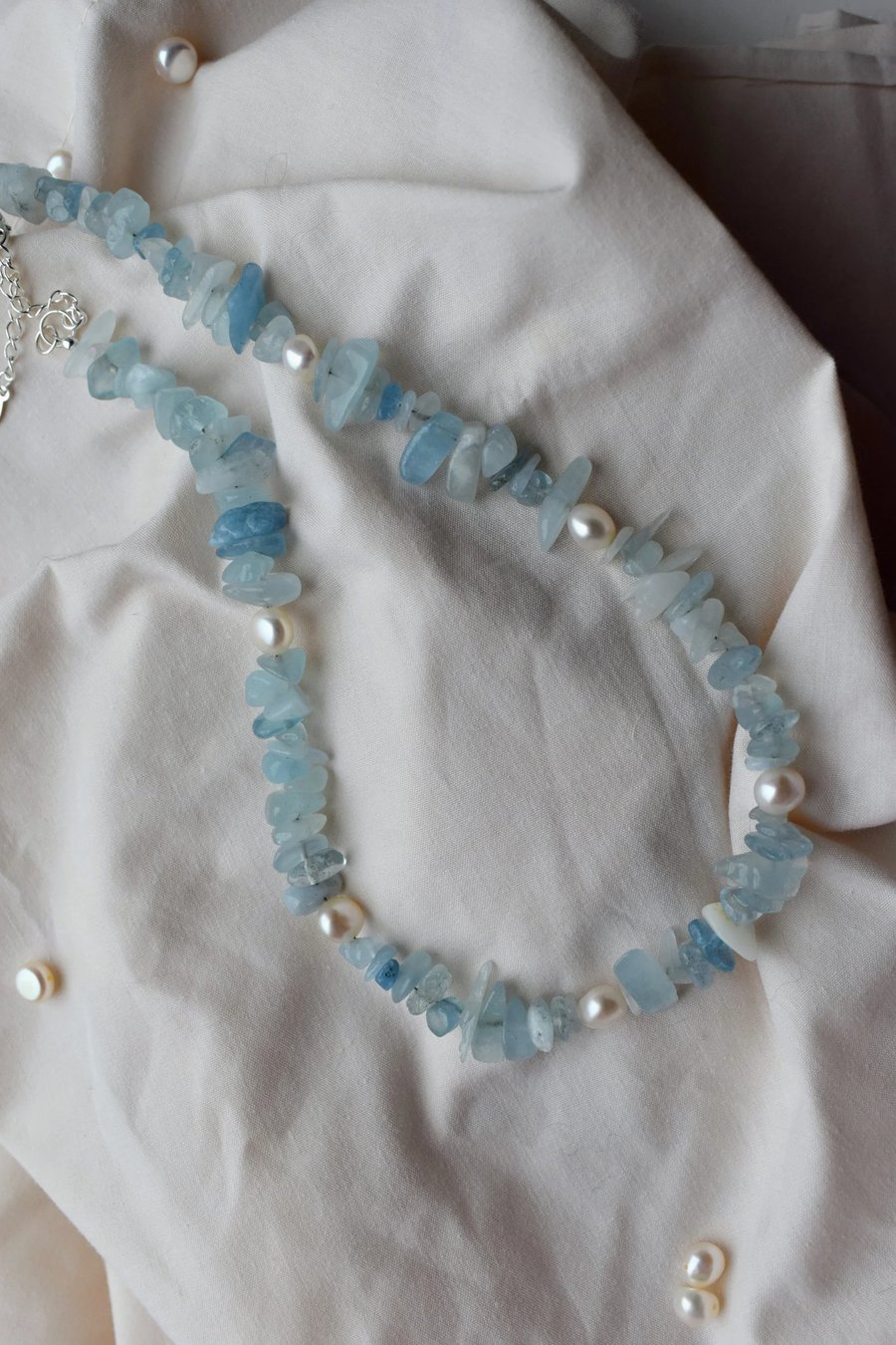 Handmade Birthstone Necklace with Natural Gemstones & Freshwater Pearls