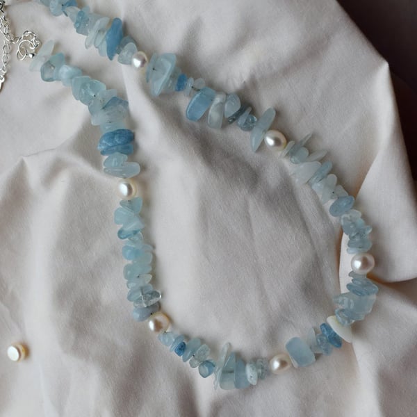 Handmade Birthstone Necklace with Natural Gemstones & Freshwater Pearls