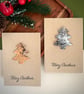 Natural wood Christmas tree card bark winter forest greeting woodland hunter art - Image 9
