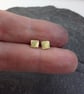 Tiny square stud earrings 18ct gold and silver - Image 3