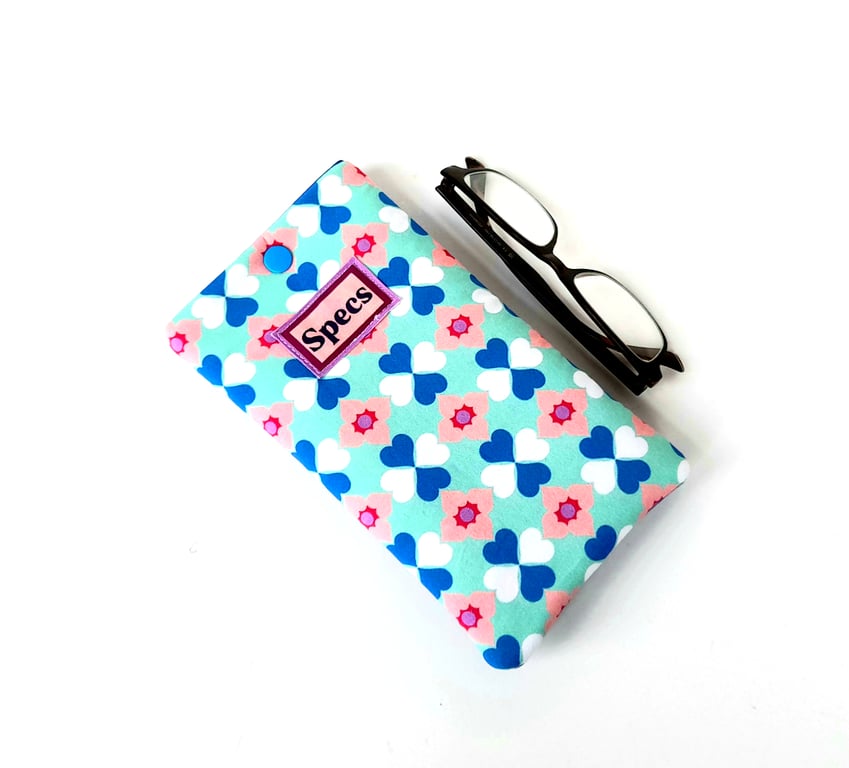 Handmade Soft Glasses Case, Blue Fabric Specs Pouch