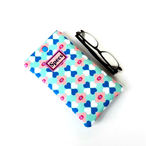 Handmade Soft Glasses Case, Blue Fabric Specs Pouch