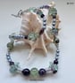 Designer Prehnite, Amethyst, Flourite & Shell Pearl Necklace  - Image 2