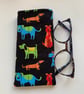 Dog Print Fabric Qulited Glasses Case 