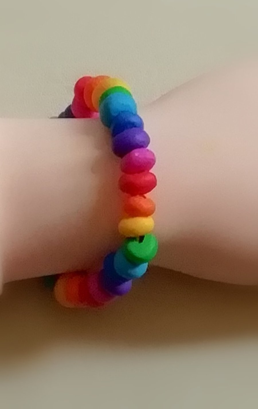 Rainbow pride clay bracelet 