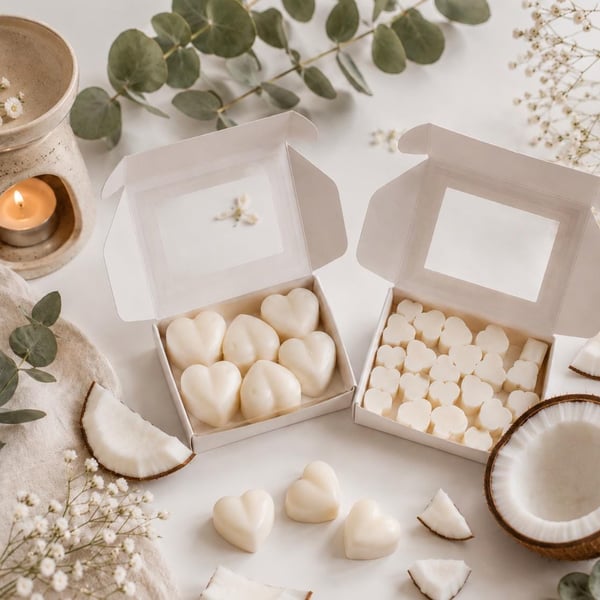 Coconut Heart Wax Melts, Tropical Scent, Vegan, Uk Handmade