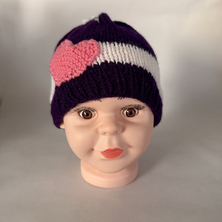 Children's Hand Knitted Hat with Mittens Decoration