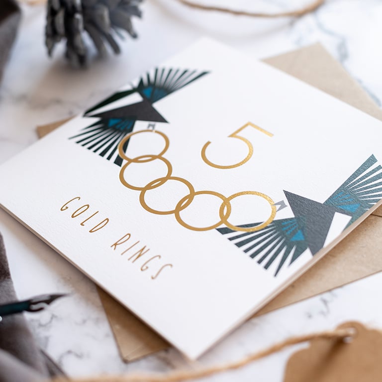 Five Gold Rings Christmas Card