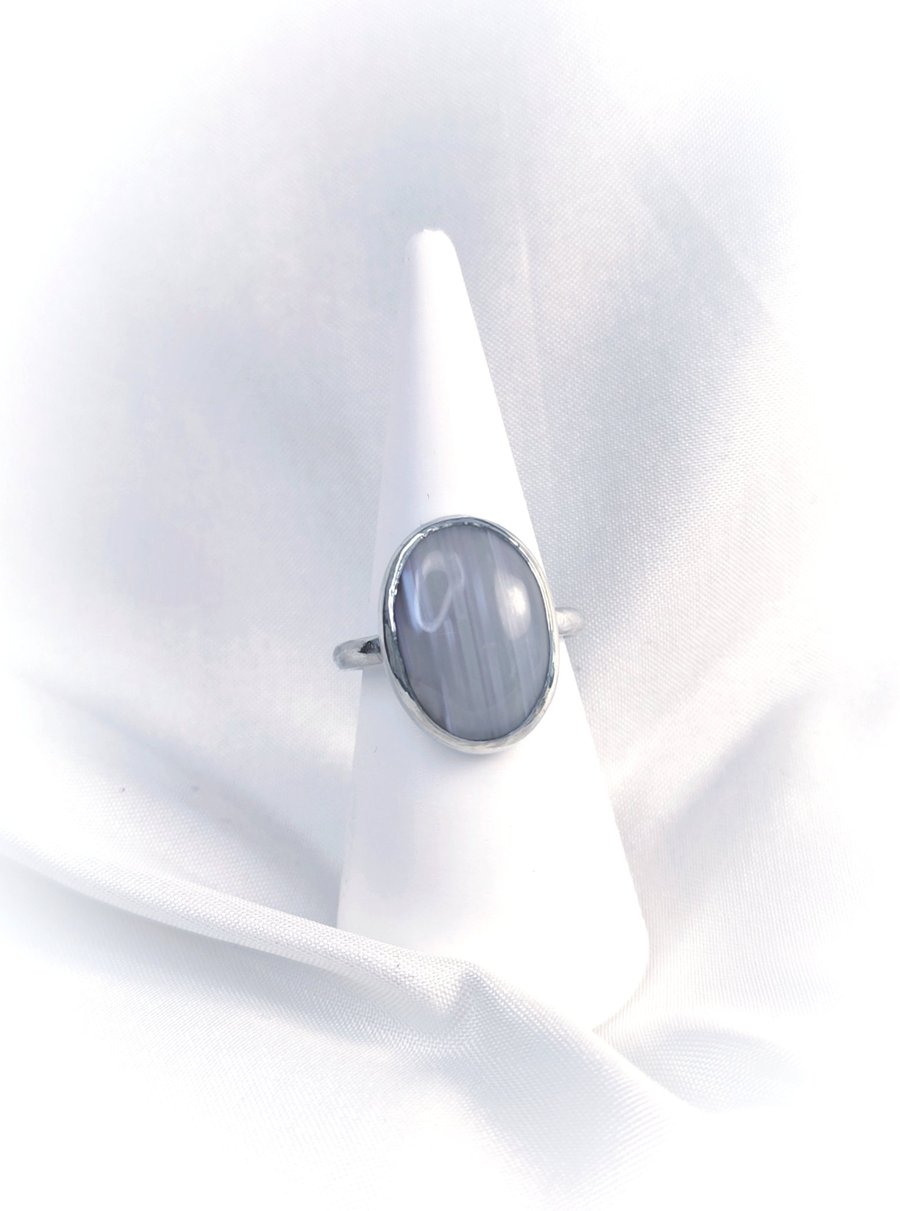Sterling silver ring with banded agate