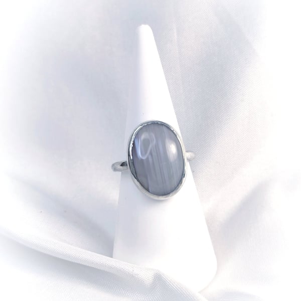 Sterling silver ring with banded agate