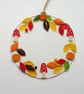 Fused Glass Autumn Wreath: Toadstools, Pumpkins, Fall Decor