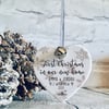First Christmas new home bauble, personalised hanging heart, first home christma