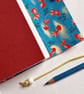 Goldfish Red Leather Journal, perfect Notebook or Sketchbook , Chiyogami Paper - Image 6