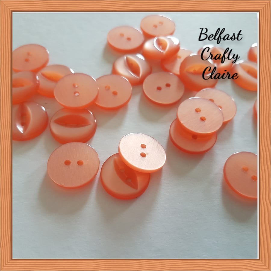 Fish Eye Style - Resin Buttons - PEACH - 4 Sizes Available