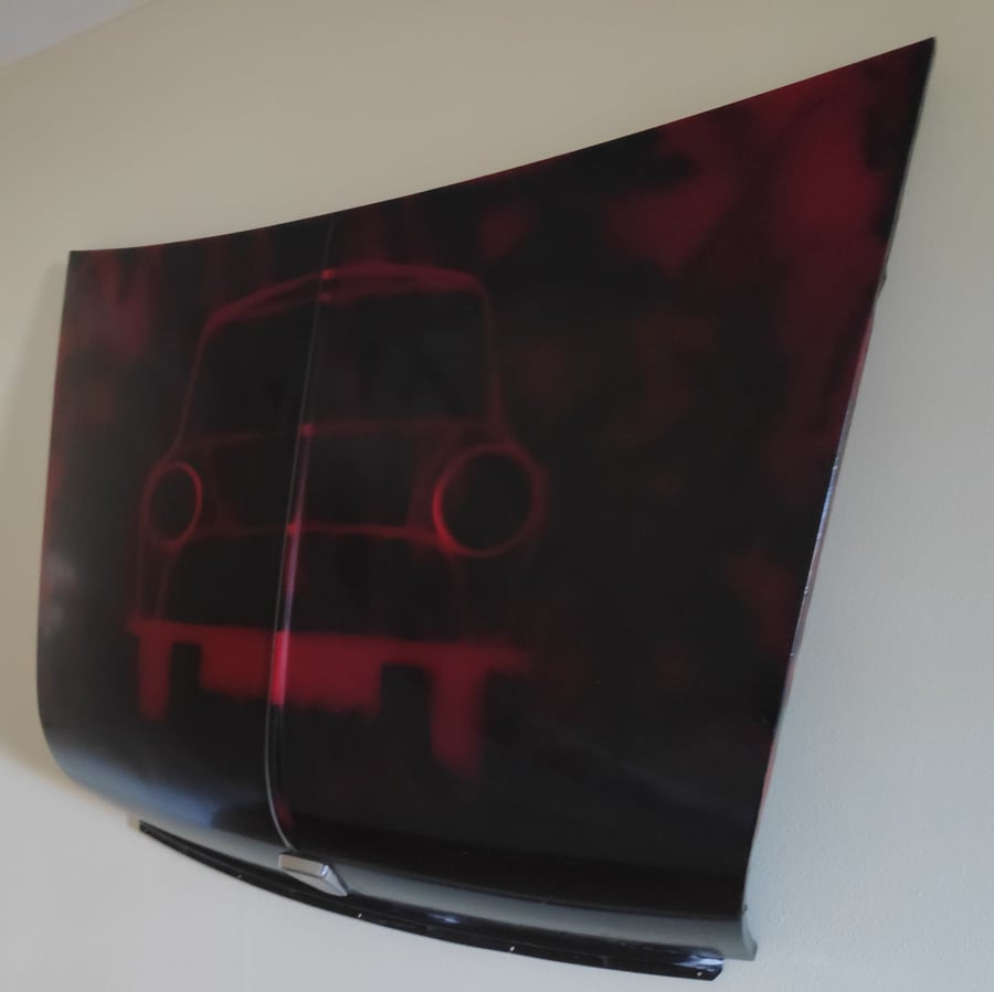 Mini Bonnet Wall Art - Reclaimed Car Parts Wall Hanging