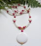 Designer Mother of Pearl,  Shell Pearl & Seed Bead  Necklace Gold Plated