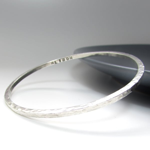 Square Silver Personalised Bangle