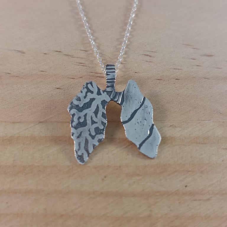 Sterling Silver Anatomical Lungs Necklace (SKU190825)