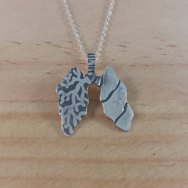 Sterling Silver Anatomical Lungs Necklace (SKU190825)