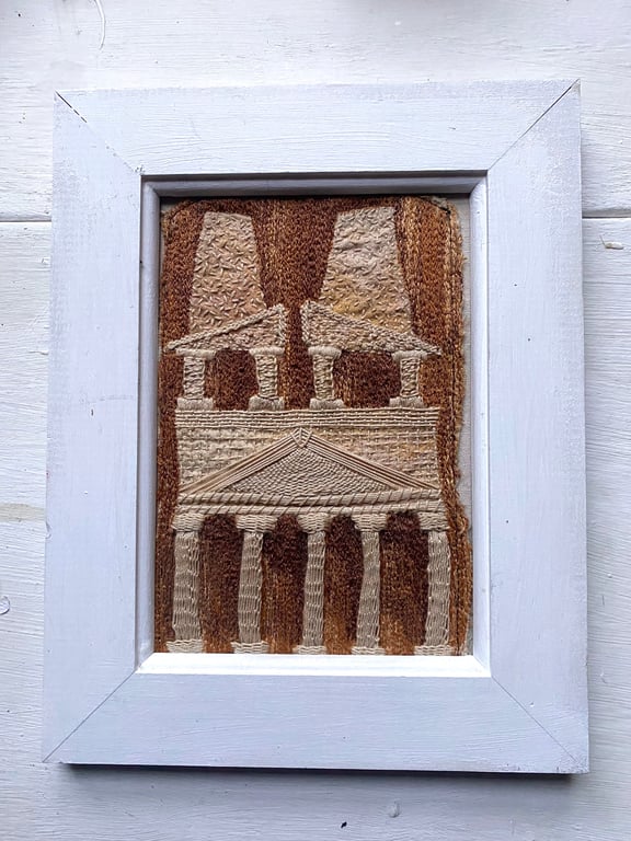 Petra Inspired Temple, hand embroidered building 