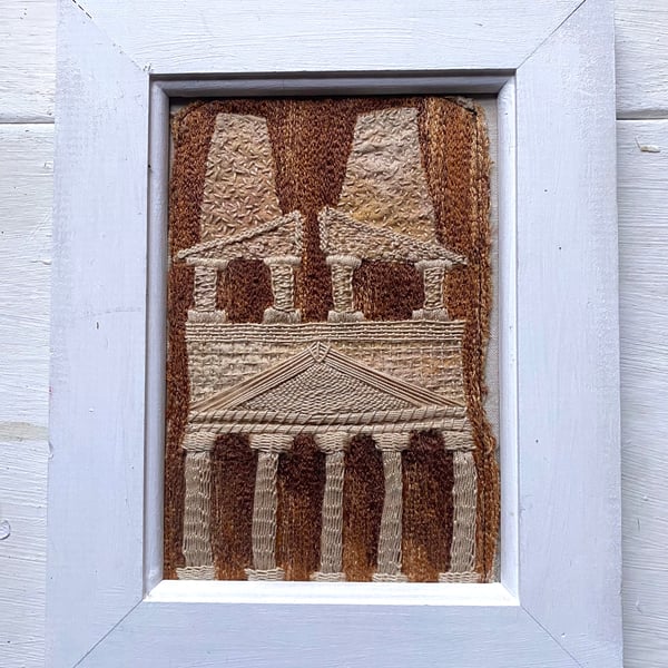 Petra Inspired Temple, hand embroidered building 