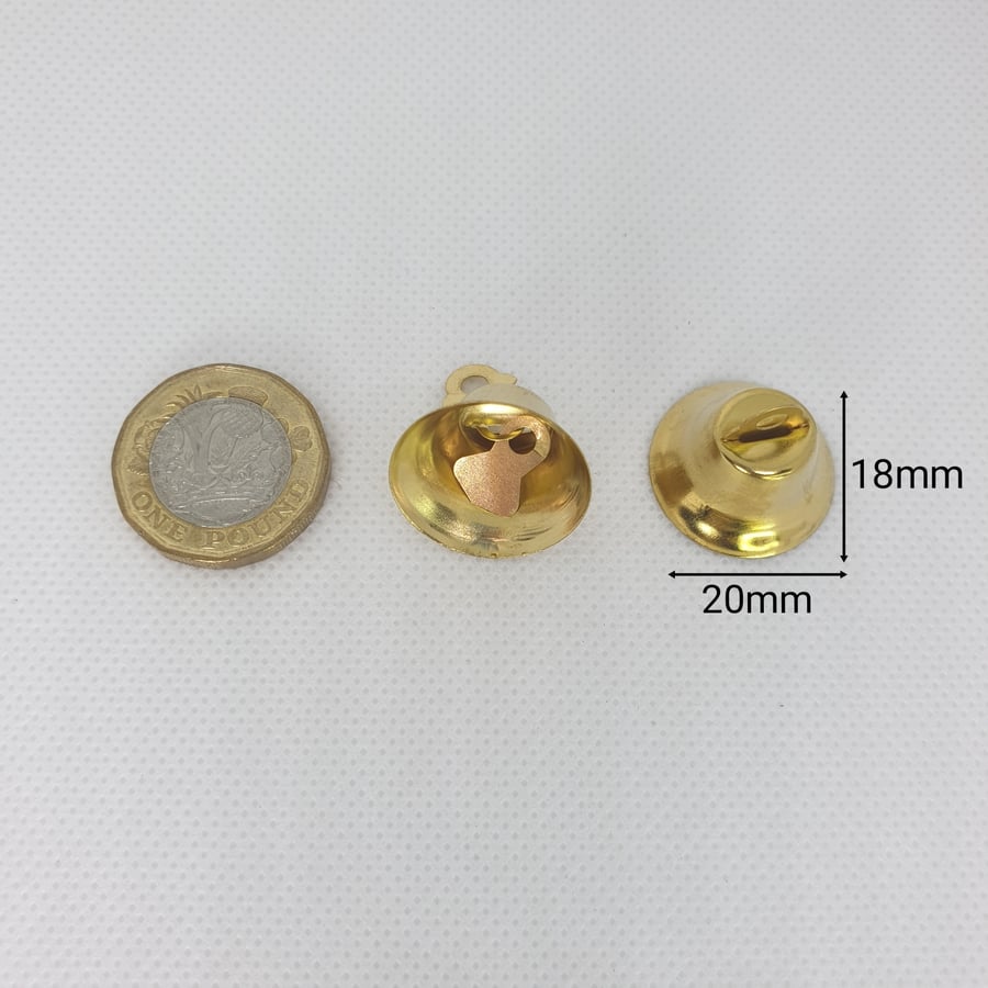 10 Pcs 18mm x 20mm Christmas Jingle Small Open Bells Decorations Supplies 