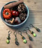 Stitch markers for knitting and crochet,  6 recycled vintage bead notions - Image 1
