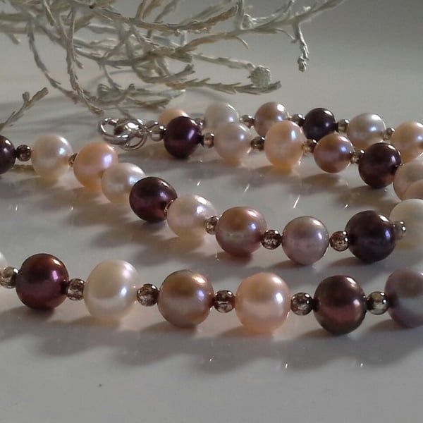 Multicoloured Freshwater Culture Pearl Sterling Silver Necklace