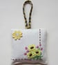 SALE Vintage Embroidered Floral Lavender Bag with Hanging Loop