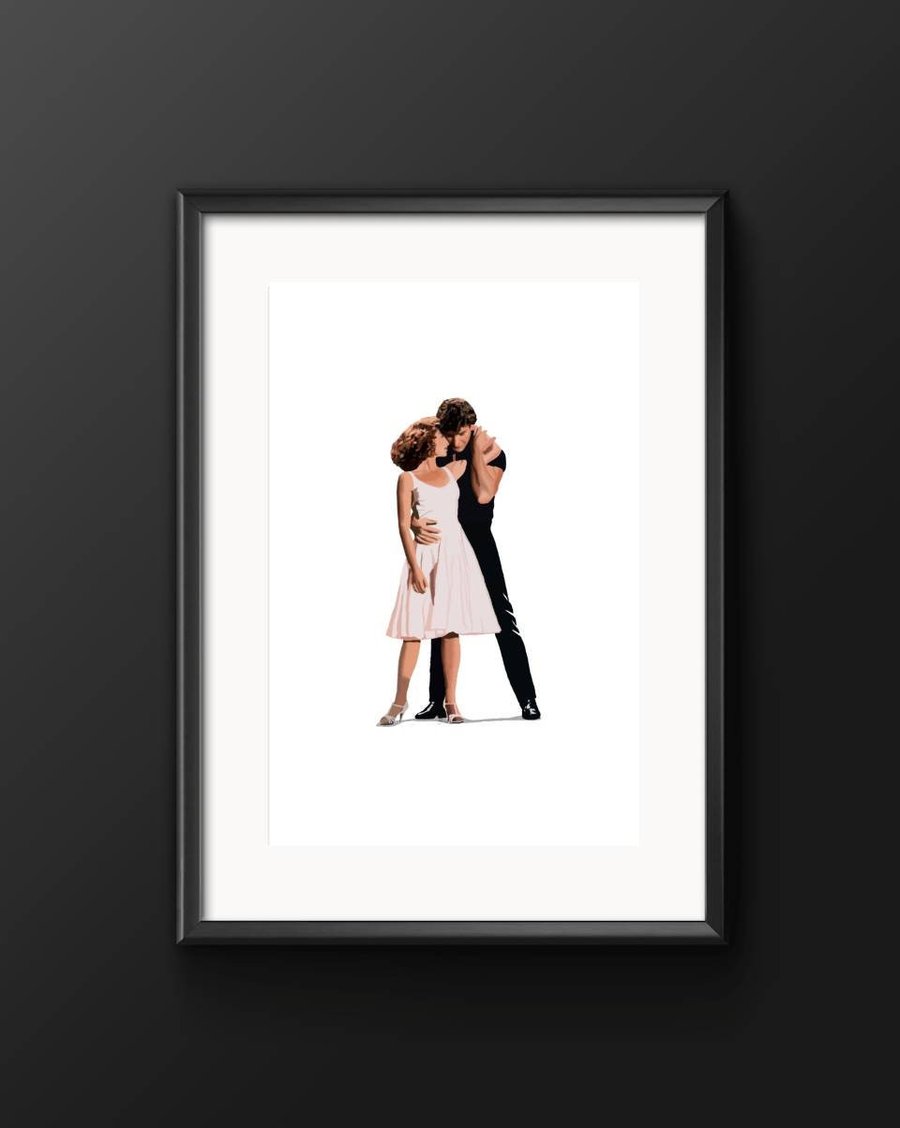 Dirty dancing design A4 print, unframed, wall art, Patrick Swayze, 80s, movies, 