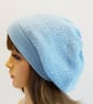 Sky blue baggy beanie hat for women, fall beret, knitted tam - Image 3