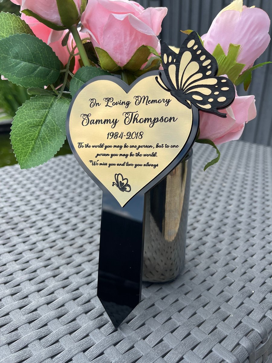 Memorial Plaque, Personalised memorial plaques, Grave Marker, Butterfly Stake Sp