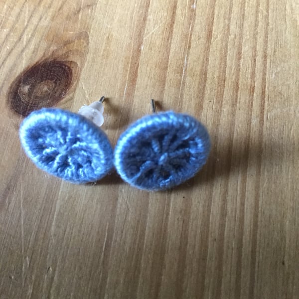 Dorset Button Earrings, Light Blue