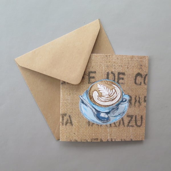 Coffee cup card, coffee lovers, blank cards, thinking of you card