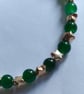 Green Glass & Gold Stars Bead Bracelet 