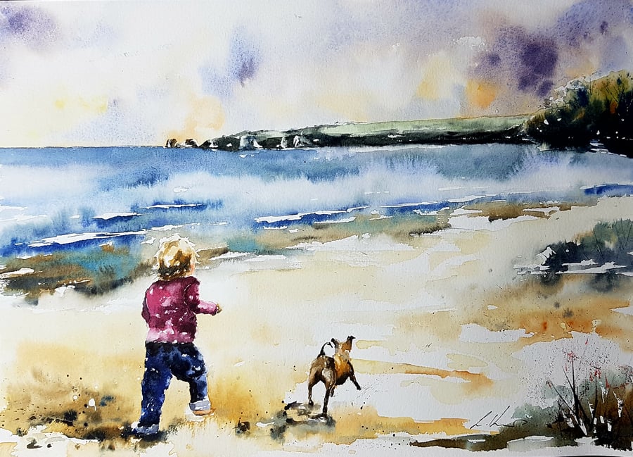 Commission- Mia & Bart, Original Watercolour Painting.