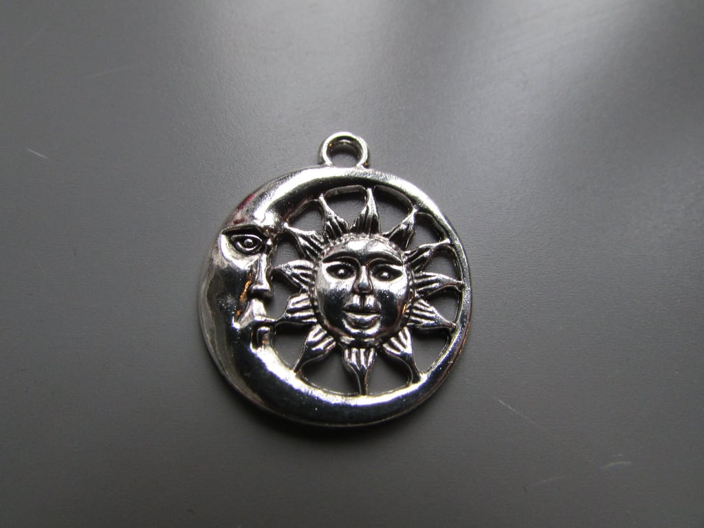 Tibetan Silver Sun and Moon Jewellery Charm