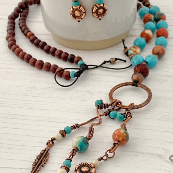 Boho Style Necklace & Earrings