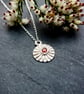 Recycled Fine Silver Daisy Pendant with Garnet Cubic Zirconia - Image 4