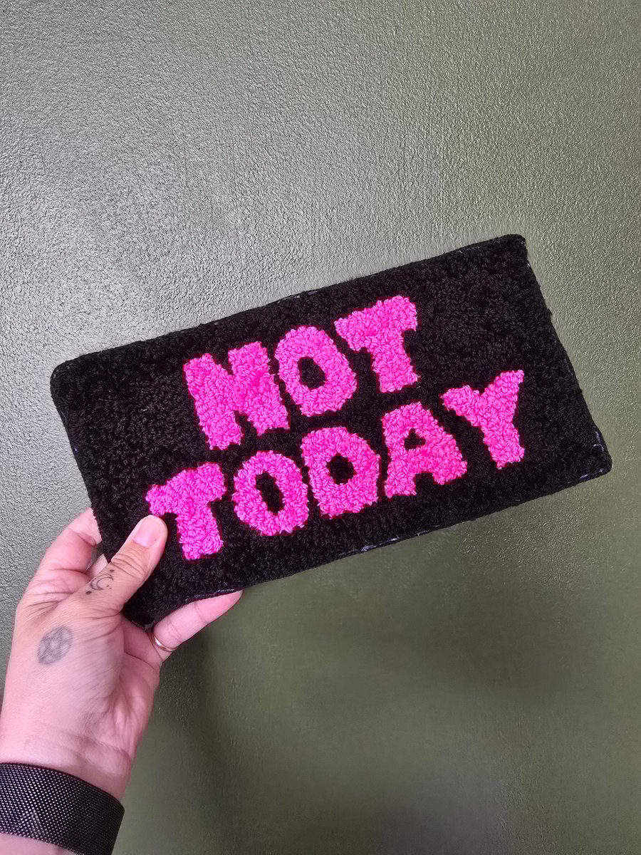 Not Today Neon Pink Punch Needle Laptop Desk Rug